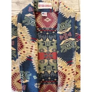 Gotcha Covered Vintage Southwestern Tapestry Jacket Blue Red Large 6304 USA Made